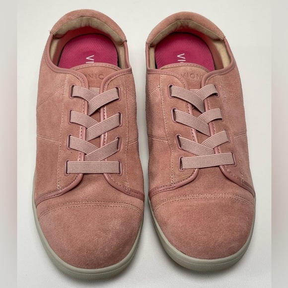 Vionic Pink Jean Suede Sneakers Women size 10 Laces Comfortable Fashion casual - Picture 3 of 7